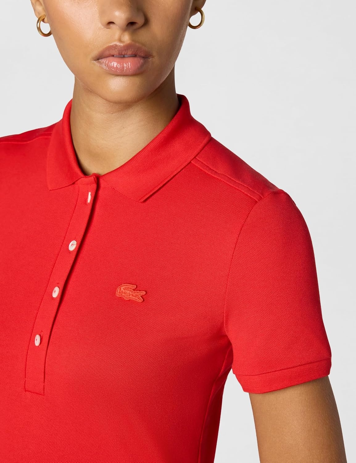 image:imageLacoste Womens Slim Fit Stretch Petit Piqu Polo DressFireman Red