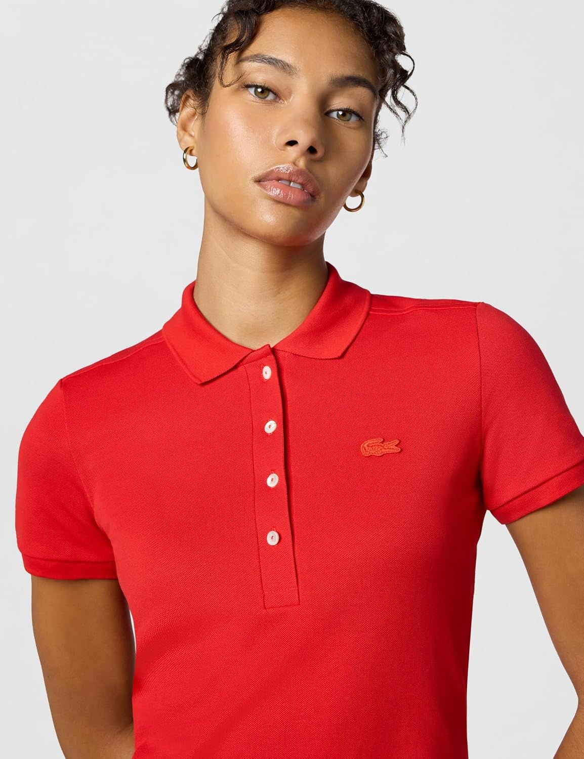 image:imageLacoste Womens Slim Fit Stretch Petit Piqu Polo DressFireman Red