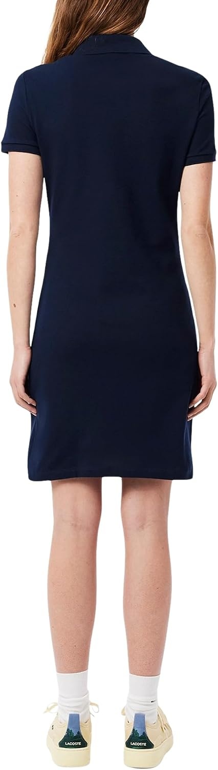 image:imageLacoste Womens Slim Fit Stretch Petit Piqu Polo DressNavy Blue