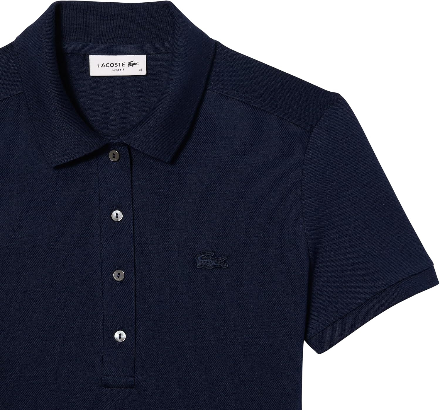 image:imageLacoste Womens Slim Fit Stretch Petit Piqu Polo DressNavy Blue