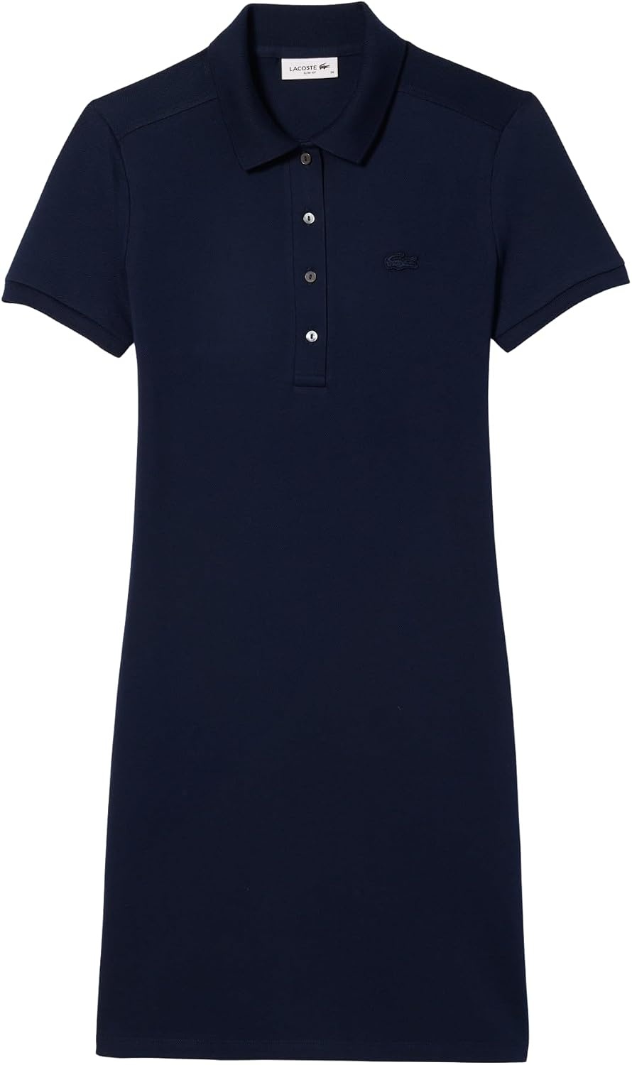 image:imageLacoste Womens Slim Fit Stretch Petit Piqu Polo DressNavy Blue