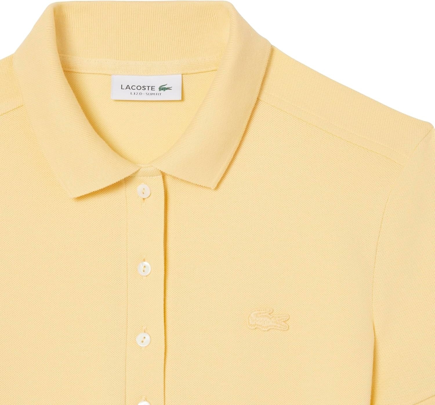 image:imageLacoste Womens Slim Fit Stretch Petit Piqu Polo DressSesame Yellow