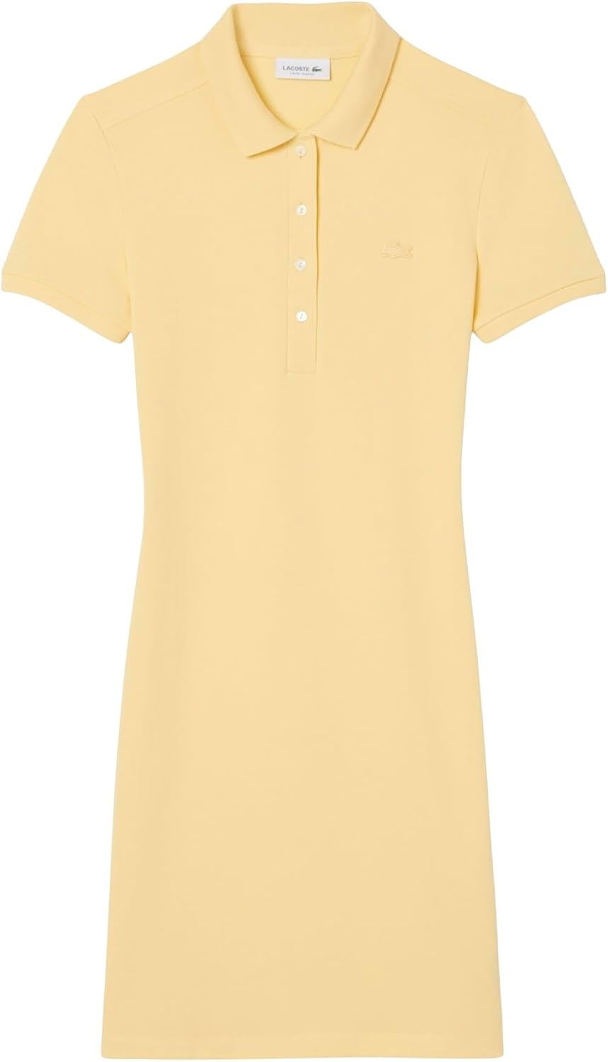 image:imageLacoste Womens Slim Fit Stretch Petit Piqu Polo DressSesame Yellow