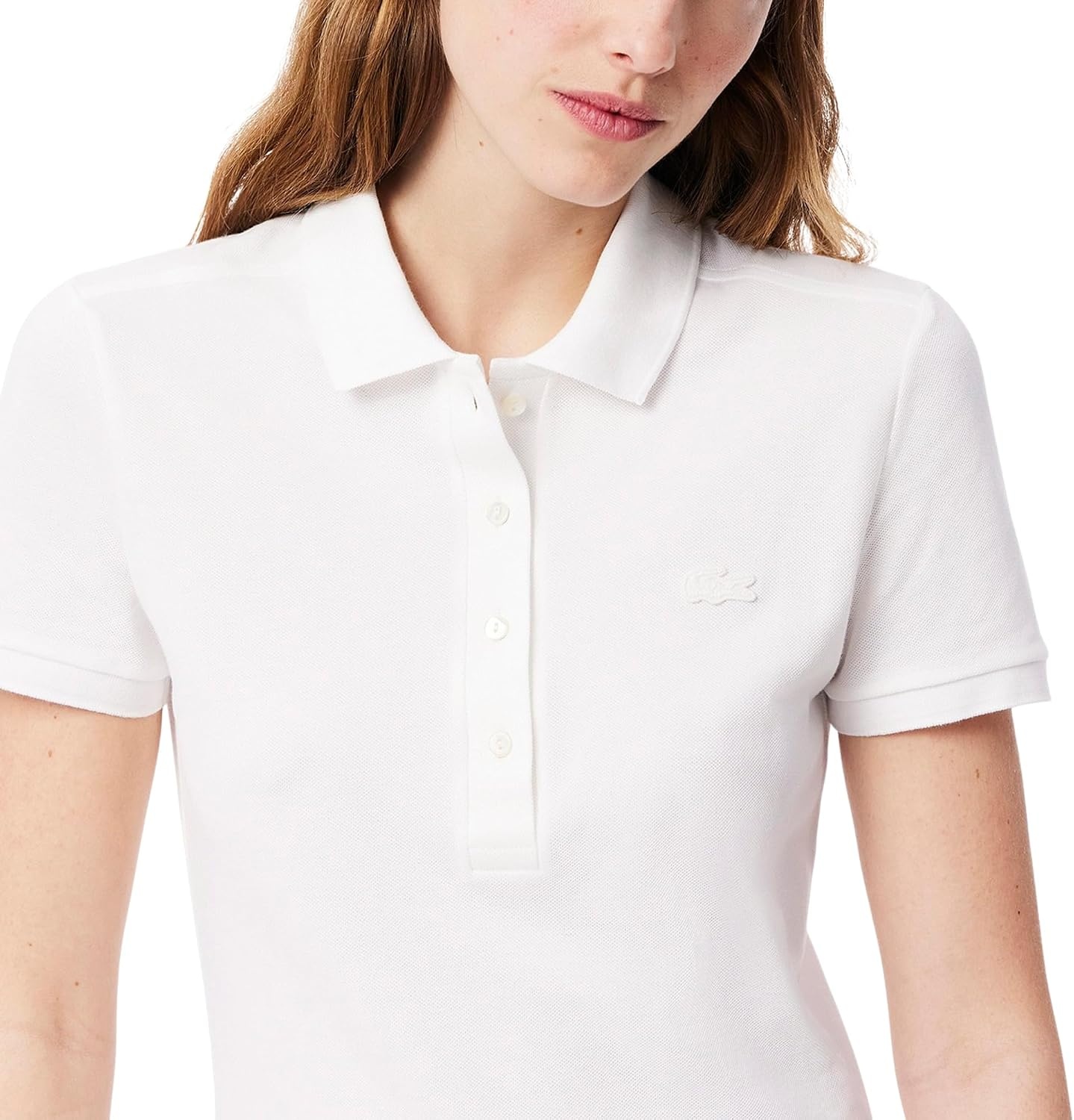 image:imageLacoste Womens Slim Fit Stretch Petit Piqu Polo DressWhite