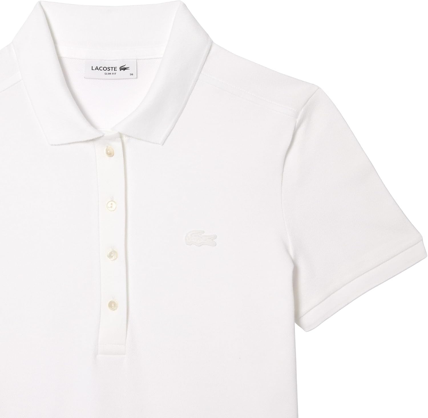 image:imageLacoste Womens Slim Fit Stretch Petit Piqu Polo DressWhite
