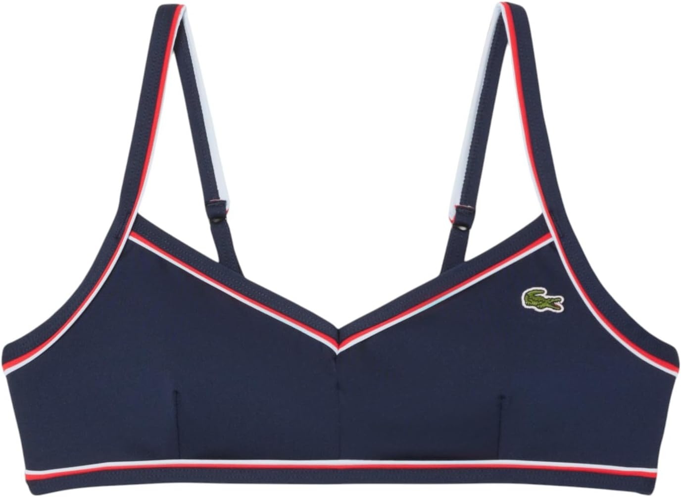 image:imageLacoste Womens Trim Accent Swim TopNavy BlueRedWhite