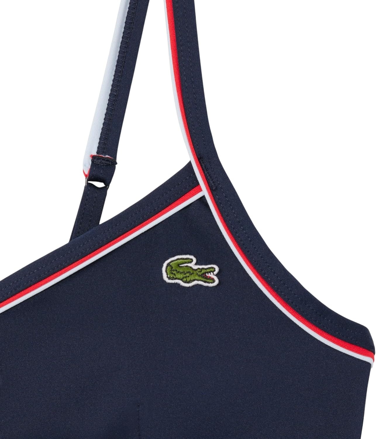 image:imageLacoste Womens Trim Accent Swim TopNavy BlueRedWhite