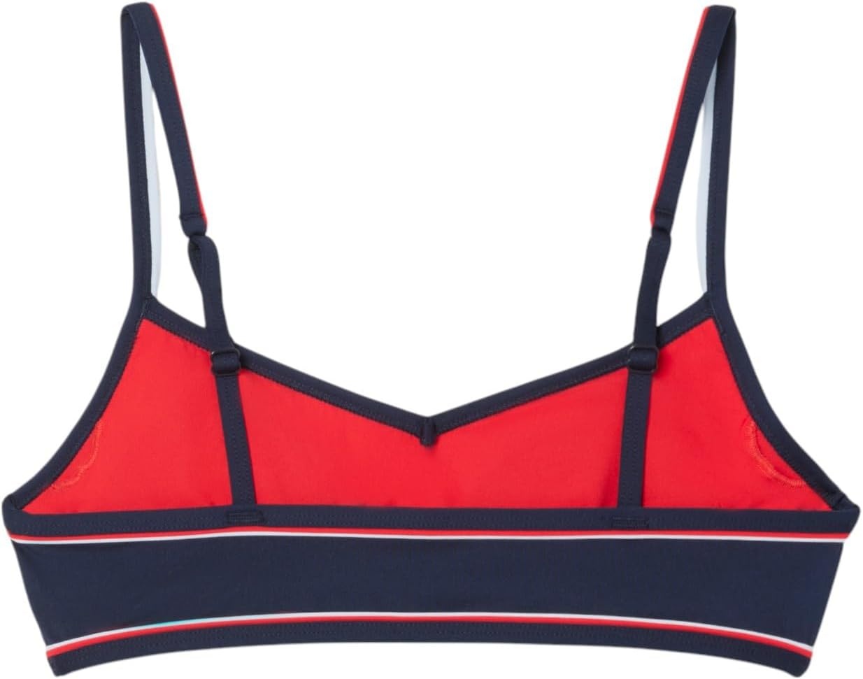 image:imageLacoste Womens Trim Accent Swim TopNavy BlueRedWhite