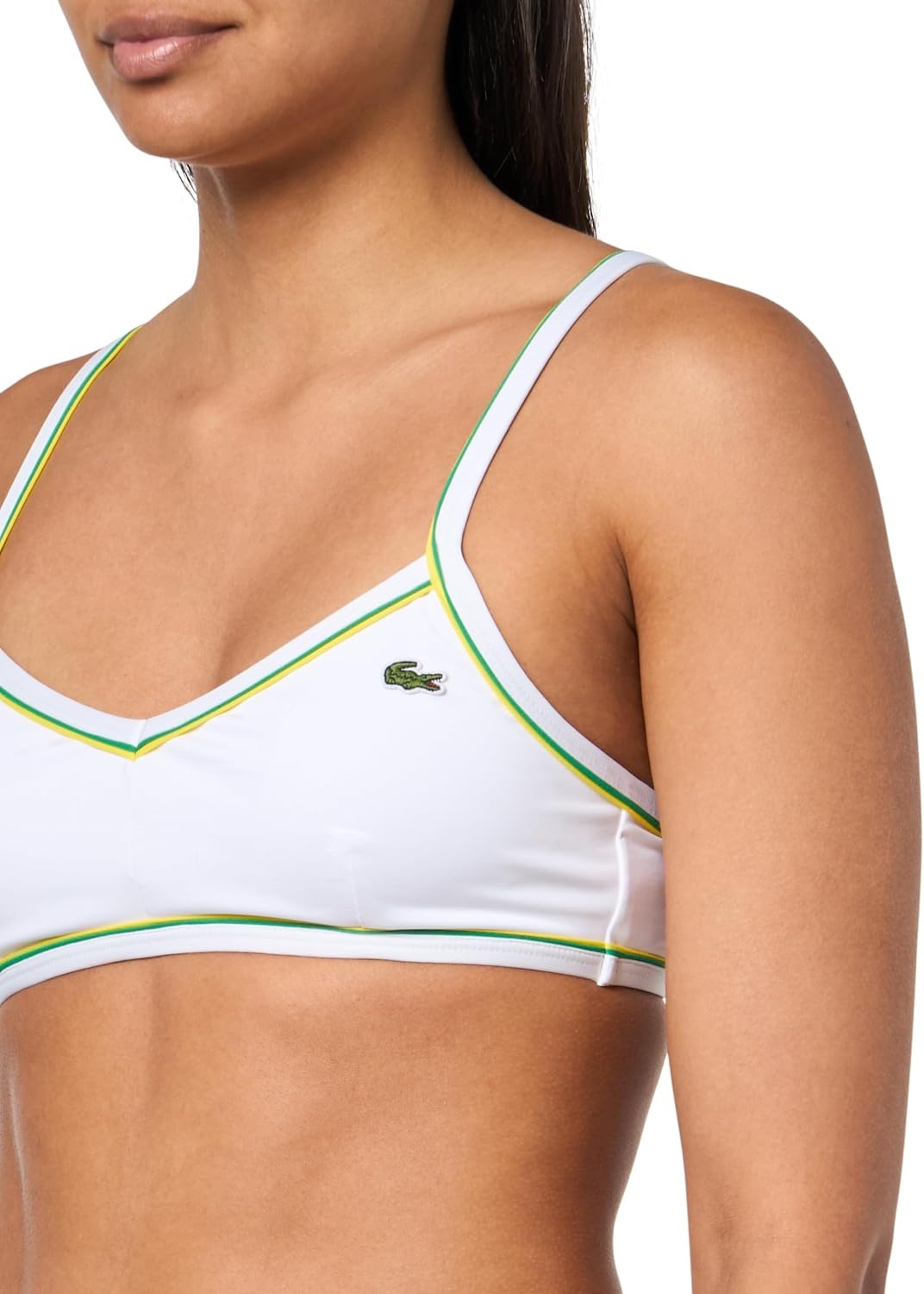image:imageLacoste Womens Trim Accent Swim TopWhitePineappleGreen