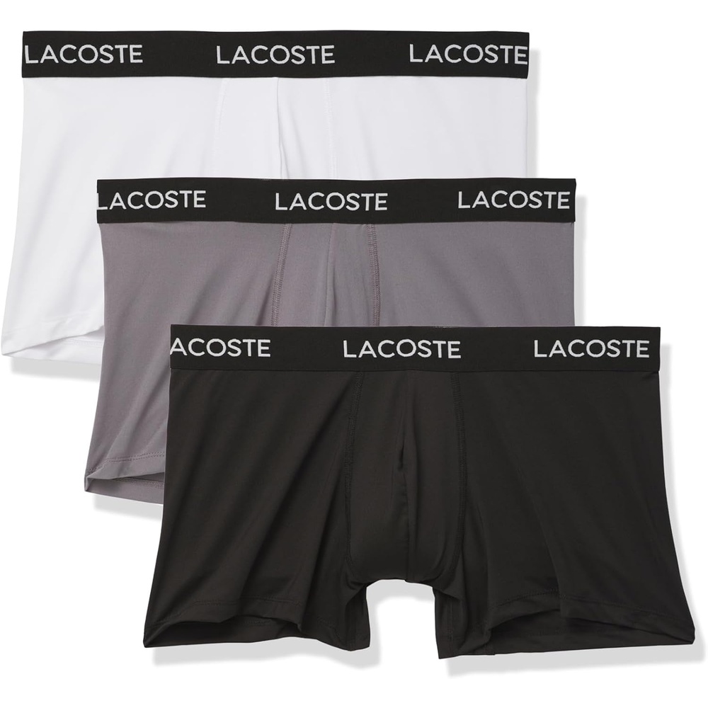 image:imageLacoste 3Pack All Over Print Active Microfiber TrunksBlackLead GreyWhite