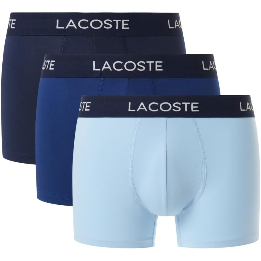 image:imageLacoste 3Pack All Over Print Active Microfiber TrunksNavy BlueDeep OceanTropical Blue New