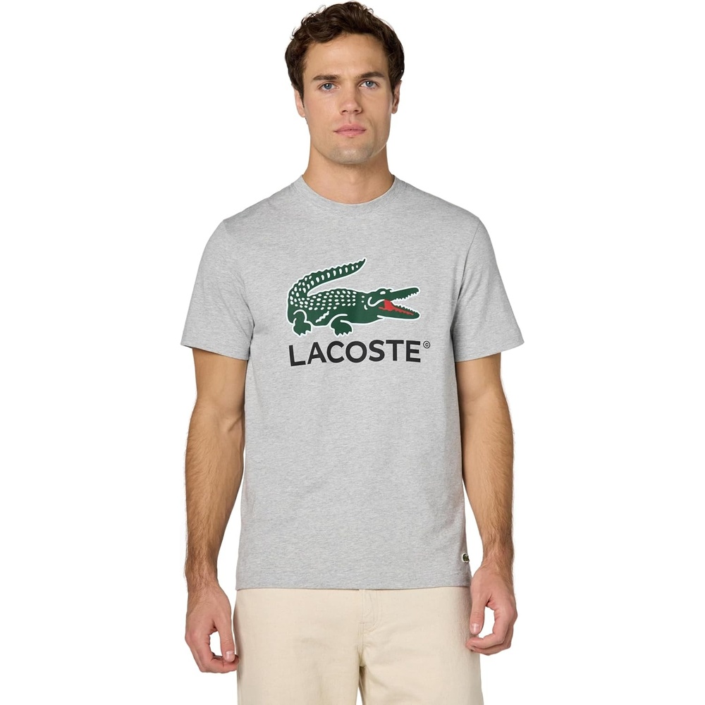 image:imageLacoste Cotton Jersey Signature Print TShirtSilver Chine