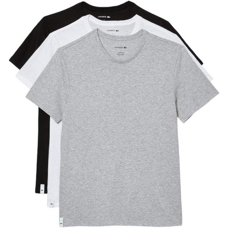 image:imageLacoste Mens 100 Cotton Regular Fit Crew Neck Undershirt 3pack Amazon ExclusivesWhiteDove GreyBlack