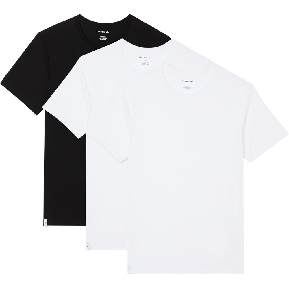 image:imageLacoste Mens 100 Cotton Regular Fit Crew Neck Undershirt 3pack Amazon ExclusivesWhiteWhiteBlack
