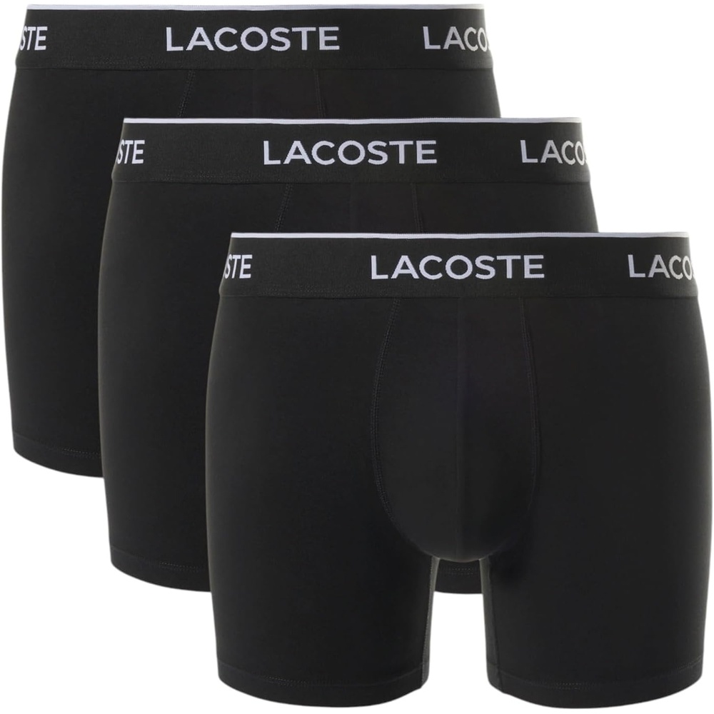 image:imageLacoste Mens 3 Pack Boxer BriefsBlack With Black Waistbands