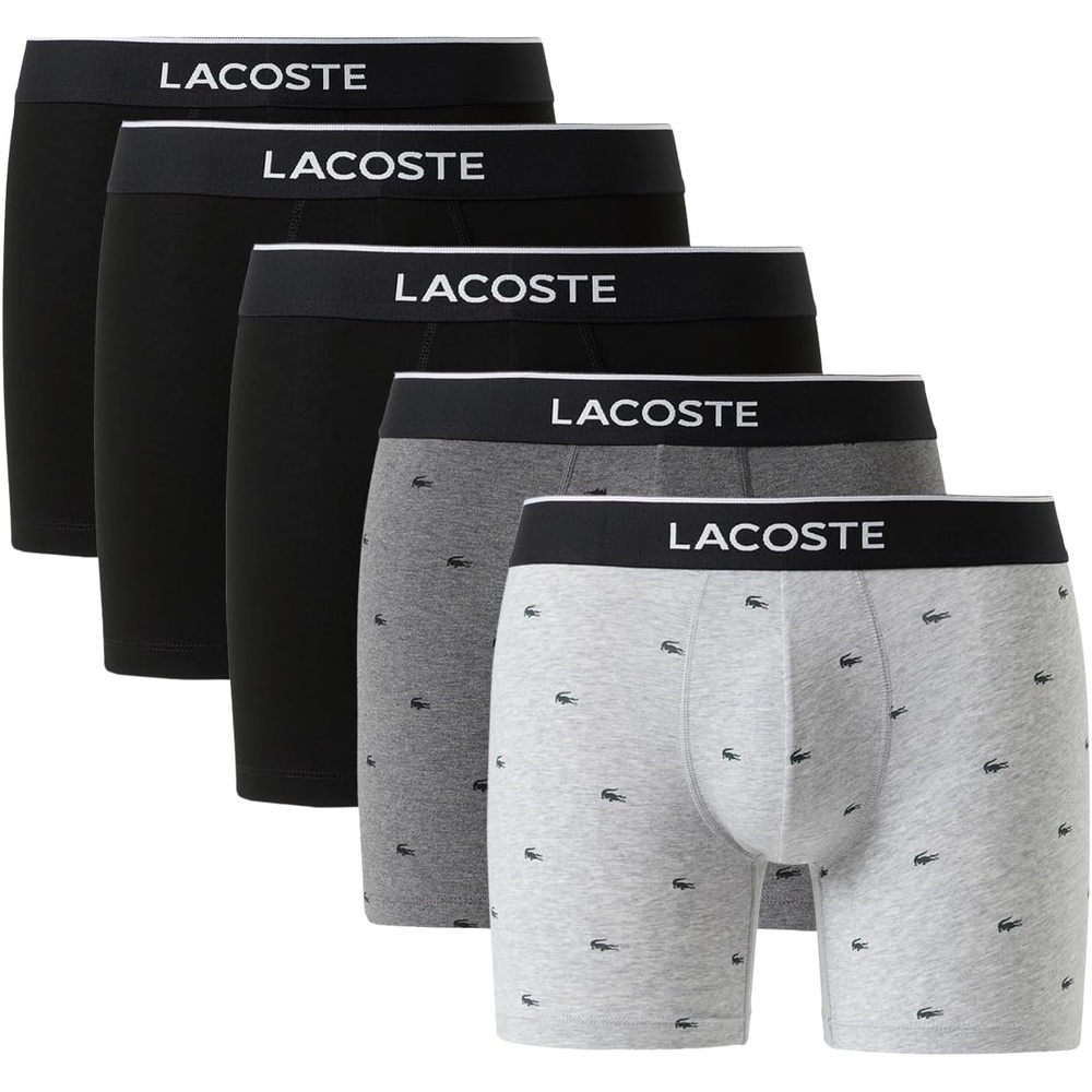 image:imageLacoste Mens 3 Pack Boxer BriefsBlackPitch ChineSilver