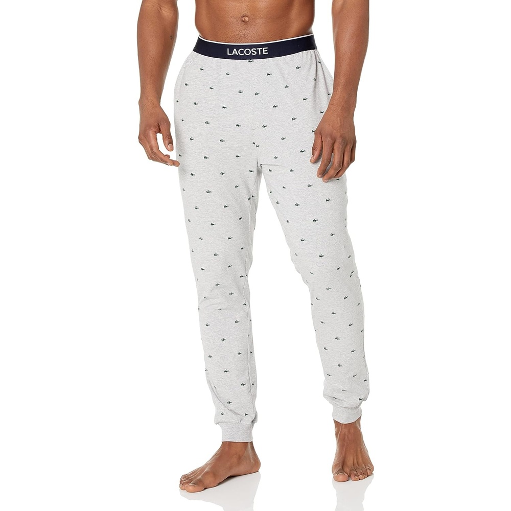image:imageLacoste Mens All Over Croc Print Pajama PantDove GreyEvergreen