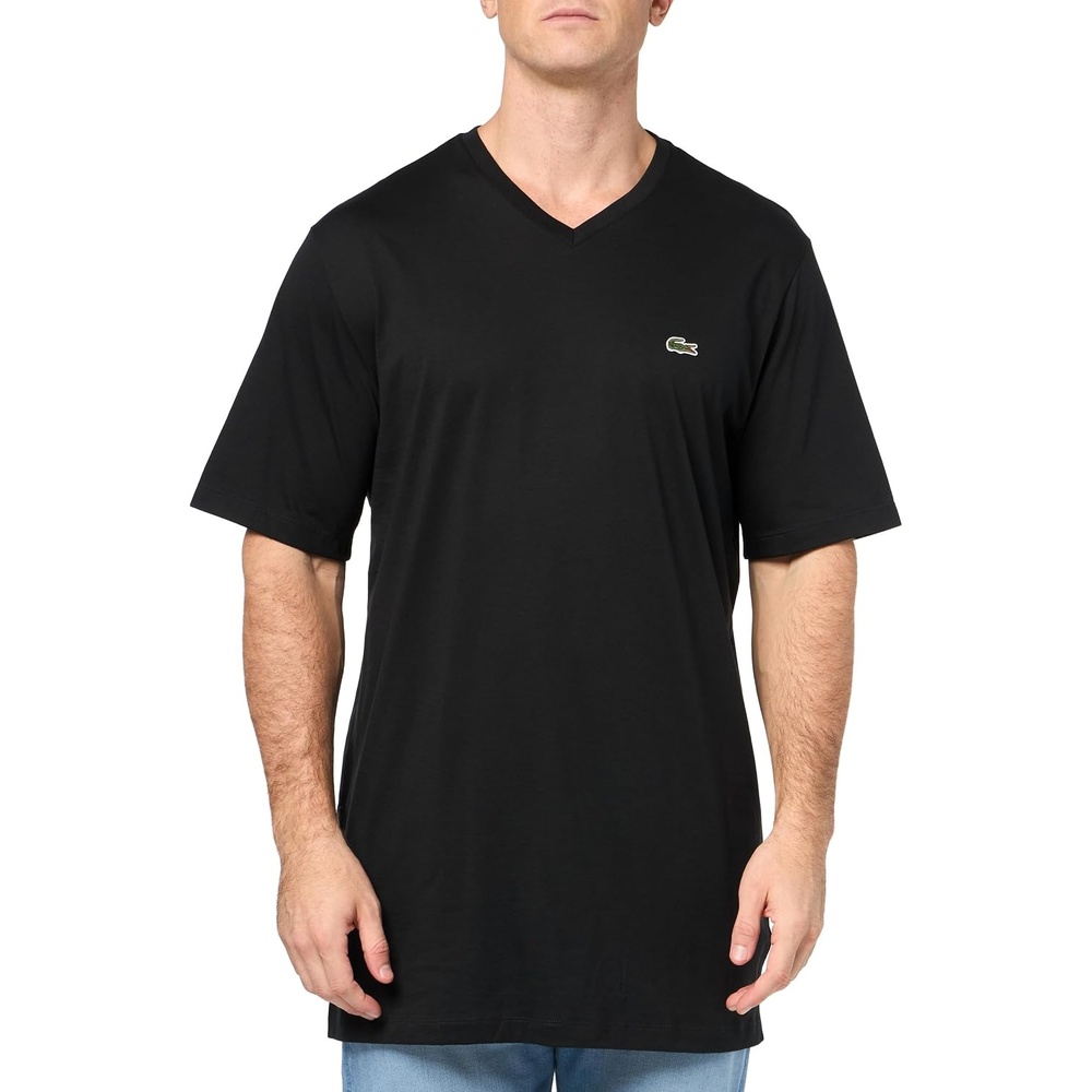 image:imageLacoste Mens Big amp Tall Regular Fit Ribbed VNeck TShirtBlack