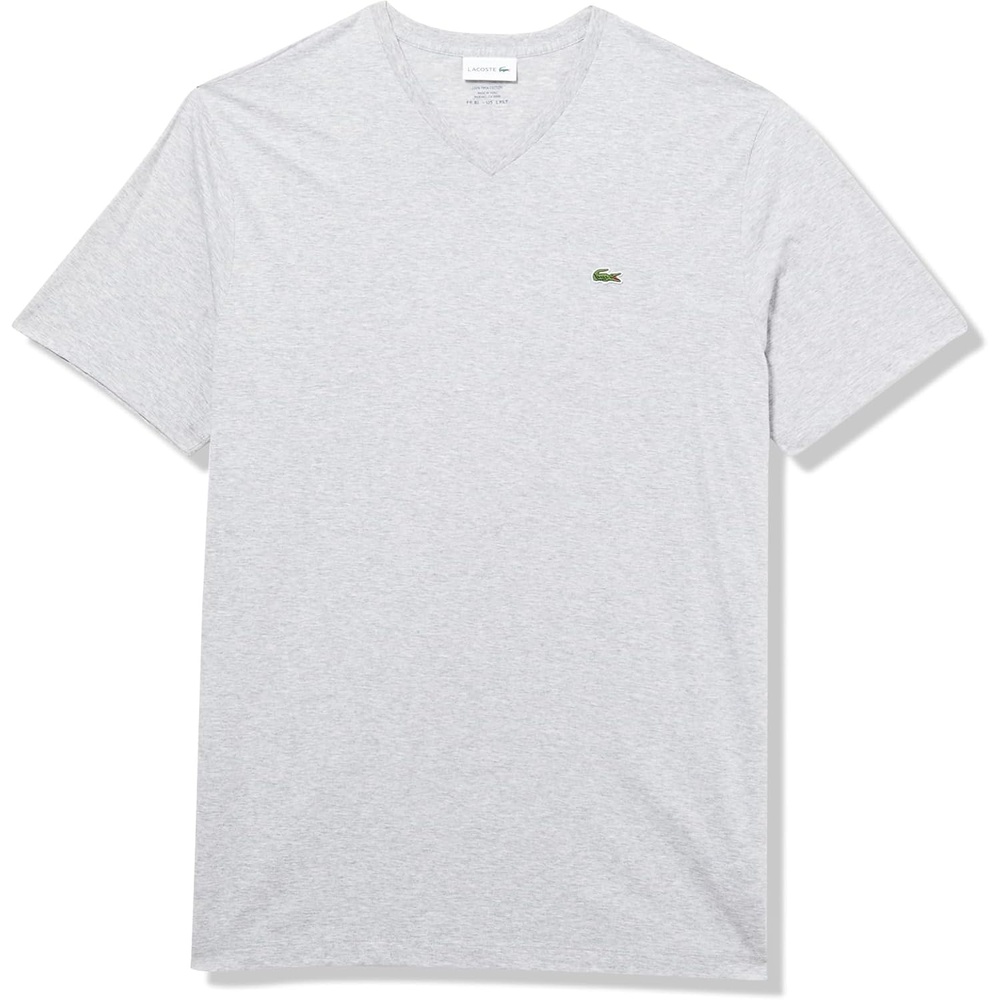 image:imageLacoste Mens Big amp Tall Regular Fit Ribbed VNeck TShirtSilver Chine