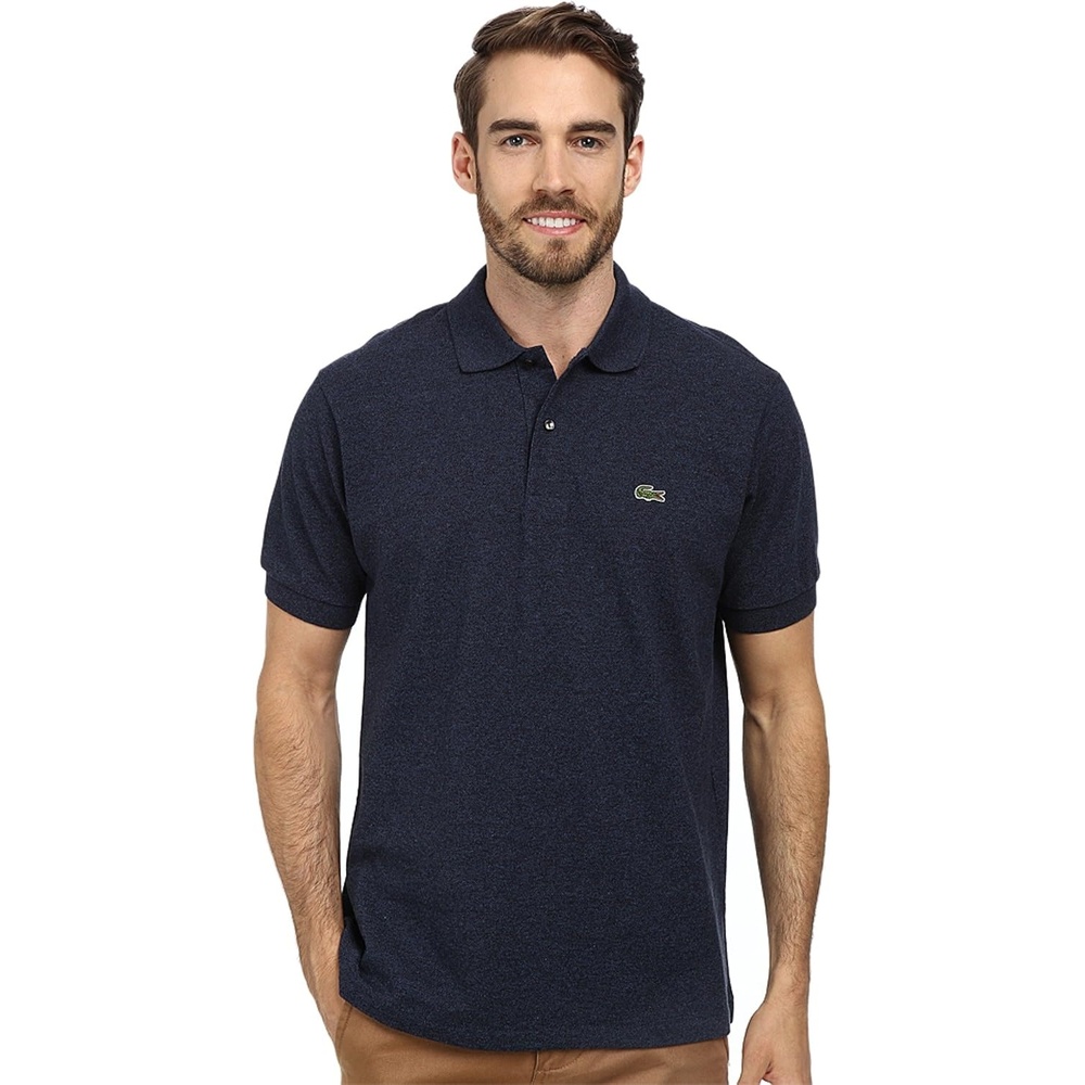 image:imageLacoste Mens Classic Fit L1212 Marl Polo ShirtDark Indigo Blue