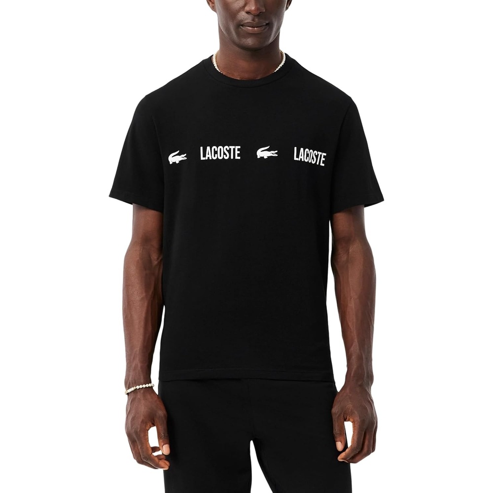 image:imageLacoste Mens Cotton Pajama TopBlackWhite