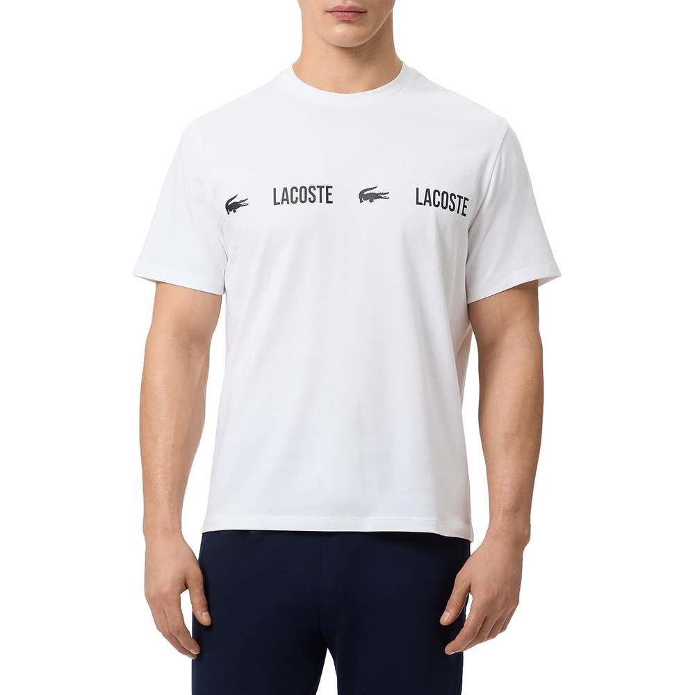 image:imageLacoste Mens Cotton Pajama TopNavy BlueWhite