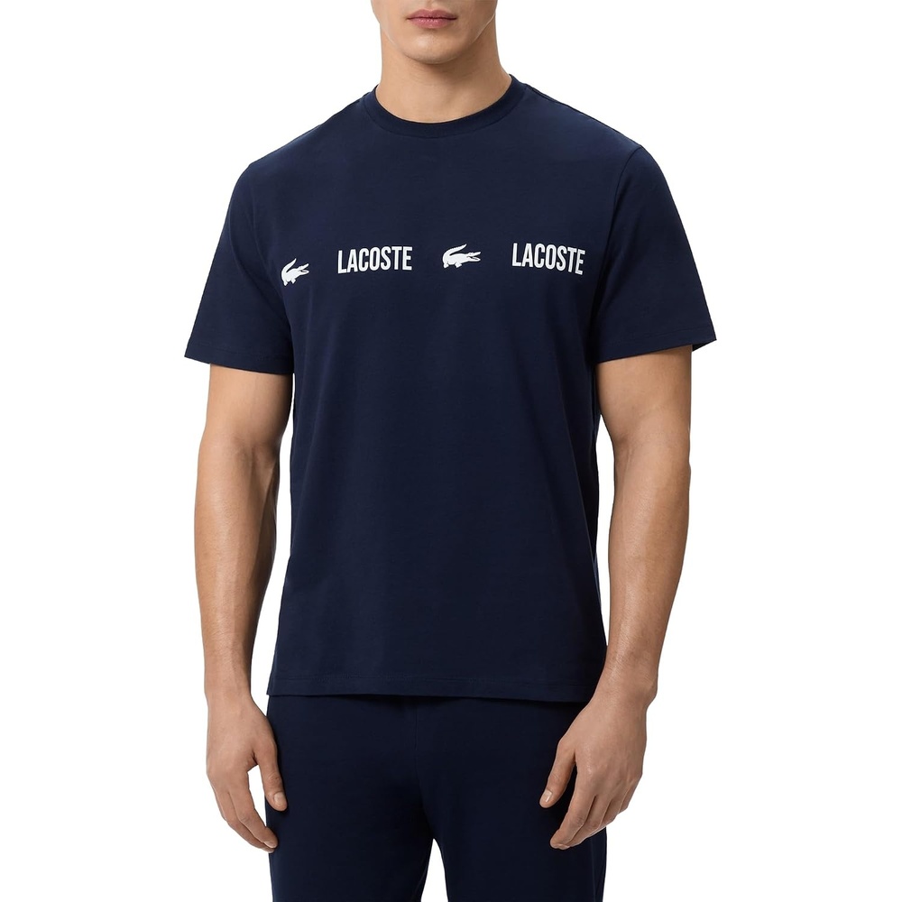 image:imageLacoste Mens Cotton Pajama TopWhiteBlack