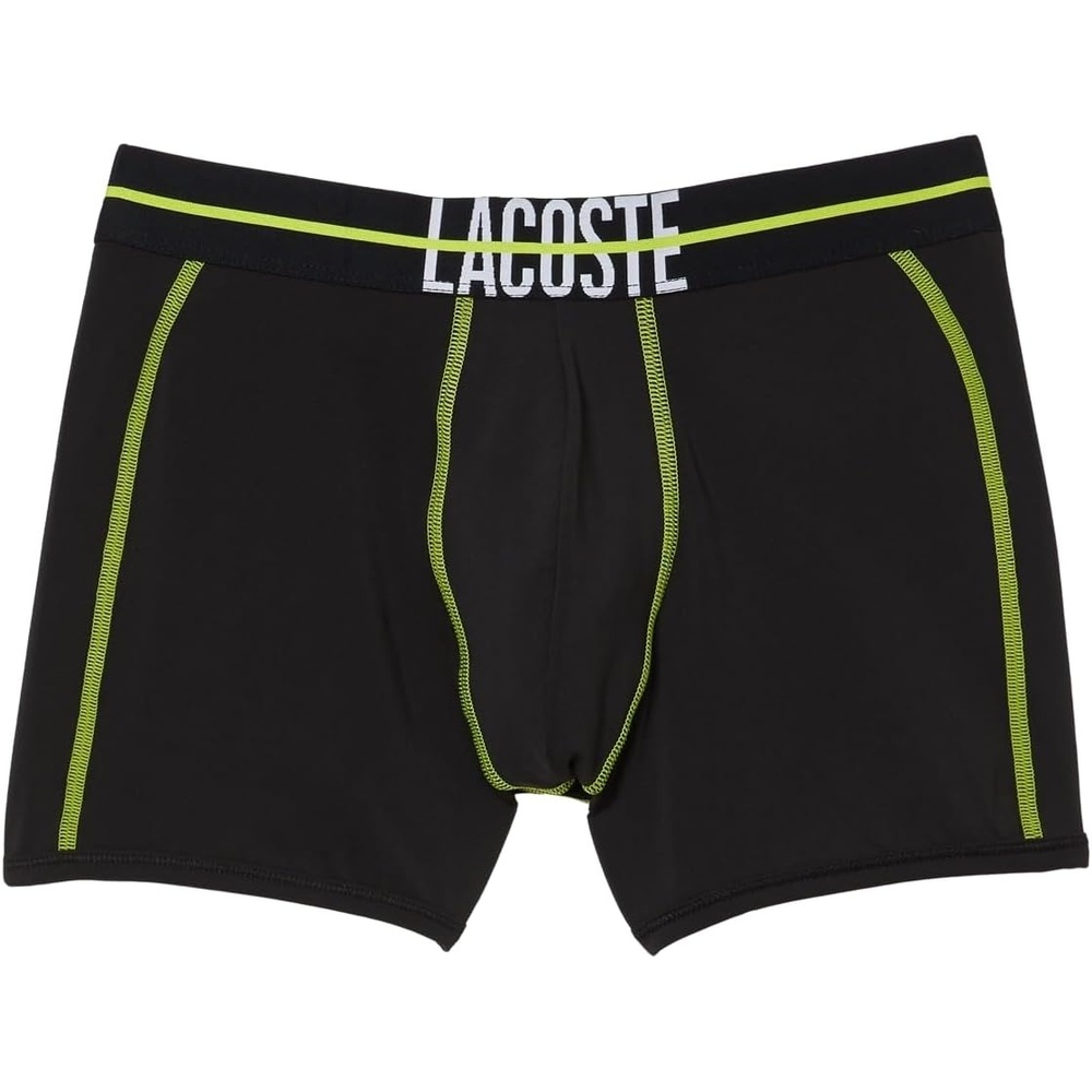 image:imageLacoste Mens Cotton Stretch Big Croc Print Trunks 3packGraphite With BlackBright Lime Waistbands