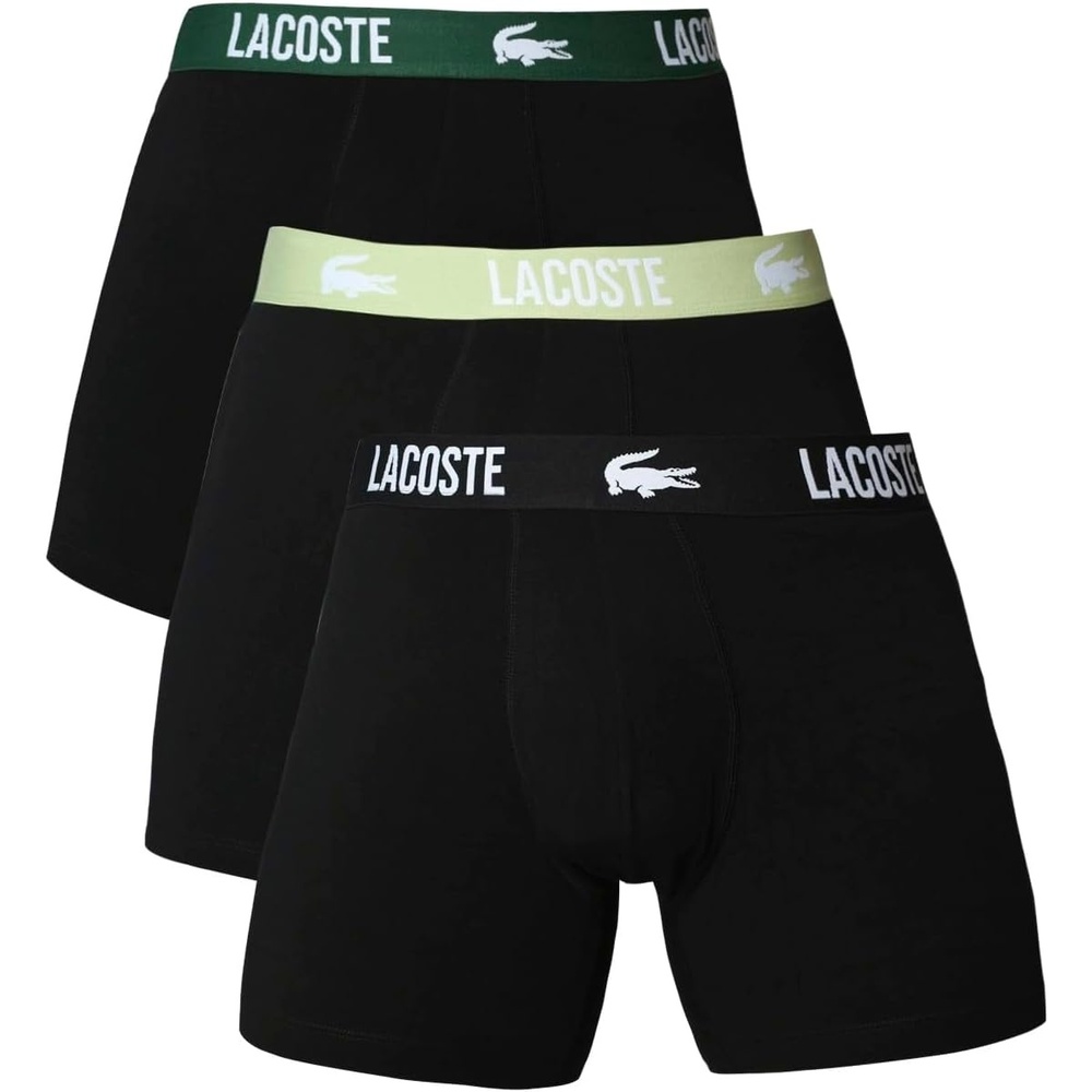 image:imageLacoste Mens Cotton Stretch Essentials Boxer Briefs 5packBlackGreenBirch