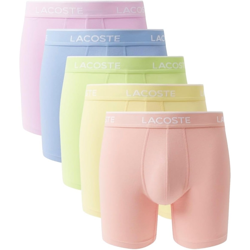 image:imageLacoste Mens Cotton Stretch Essentials Boxer Briefs 5packMiamiYellowSenchaAphylla
