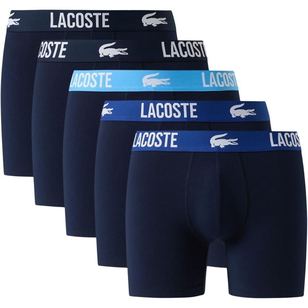 image:imageLacoste Mens Cotton Stretch Essentials Boxer Briefs 5packNavy BlueCaptainArgentina