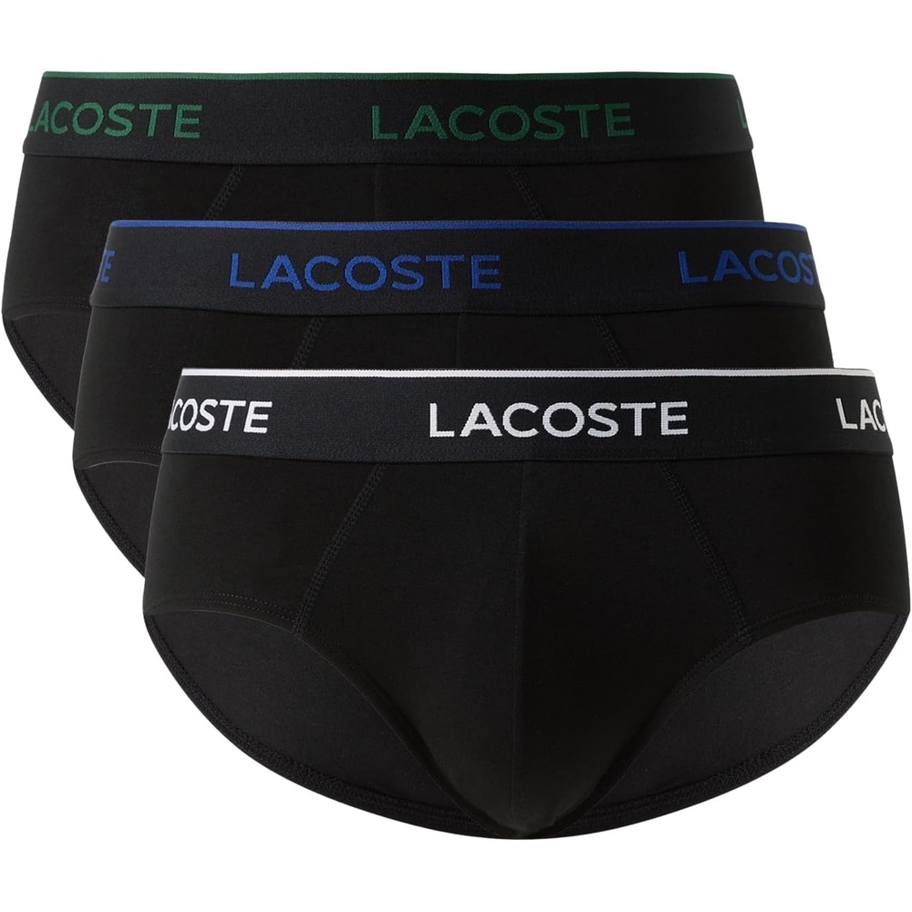 image:imageLacoste Mens Cotton Stretch Essentials Briefs 3pack Amazon ExclusivesBlackWhiteCaptainGreen