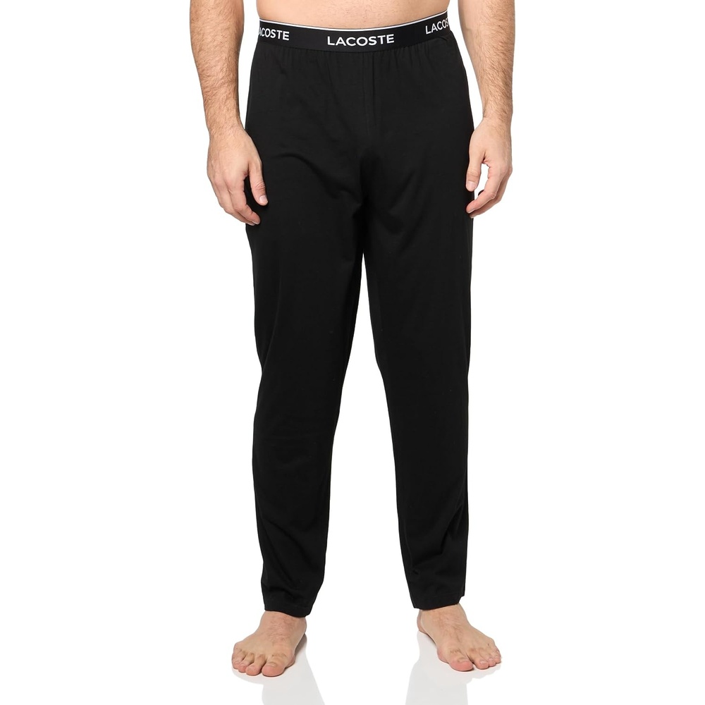 image:imageLacoste Mens Cotton Stretch Essentials Relaxed Fit Pajama PantsBlack