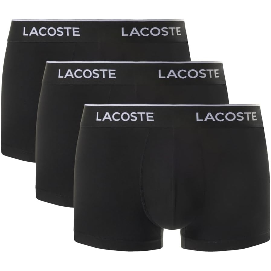 image:imageLacoste Mens Cotton Stretch Essentials Trunks 3packBlack With Black Waistbands