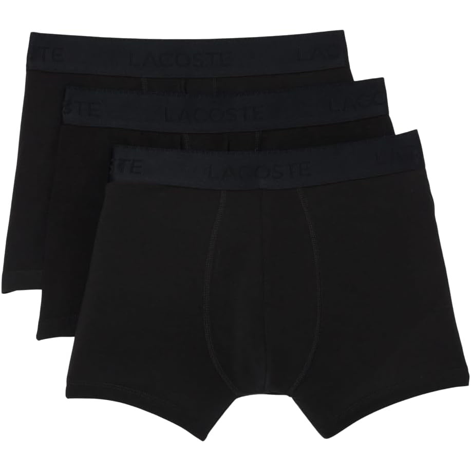 image:imageLacoste Mens Cotton Stretch Essentials Trunks 3packBlackBlackBlack