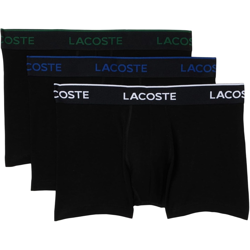 image:imageLacoste Mens Cotton Stretch Essentials Trunks 3packBlackWhiteCaptainGreen
