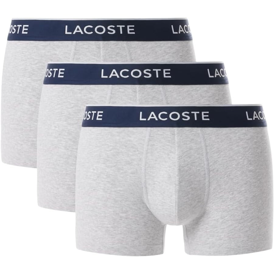 image:imageLacoste Mens Cotton Stretch Essentials Trunks 3packDove Grey