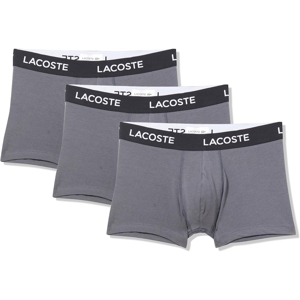 image:imageLacoste Mens Cotton Stretch Essentials Trunks 3packGrey