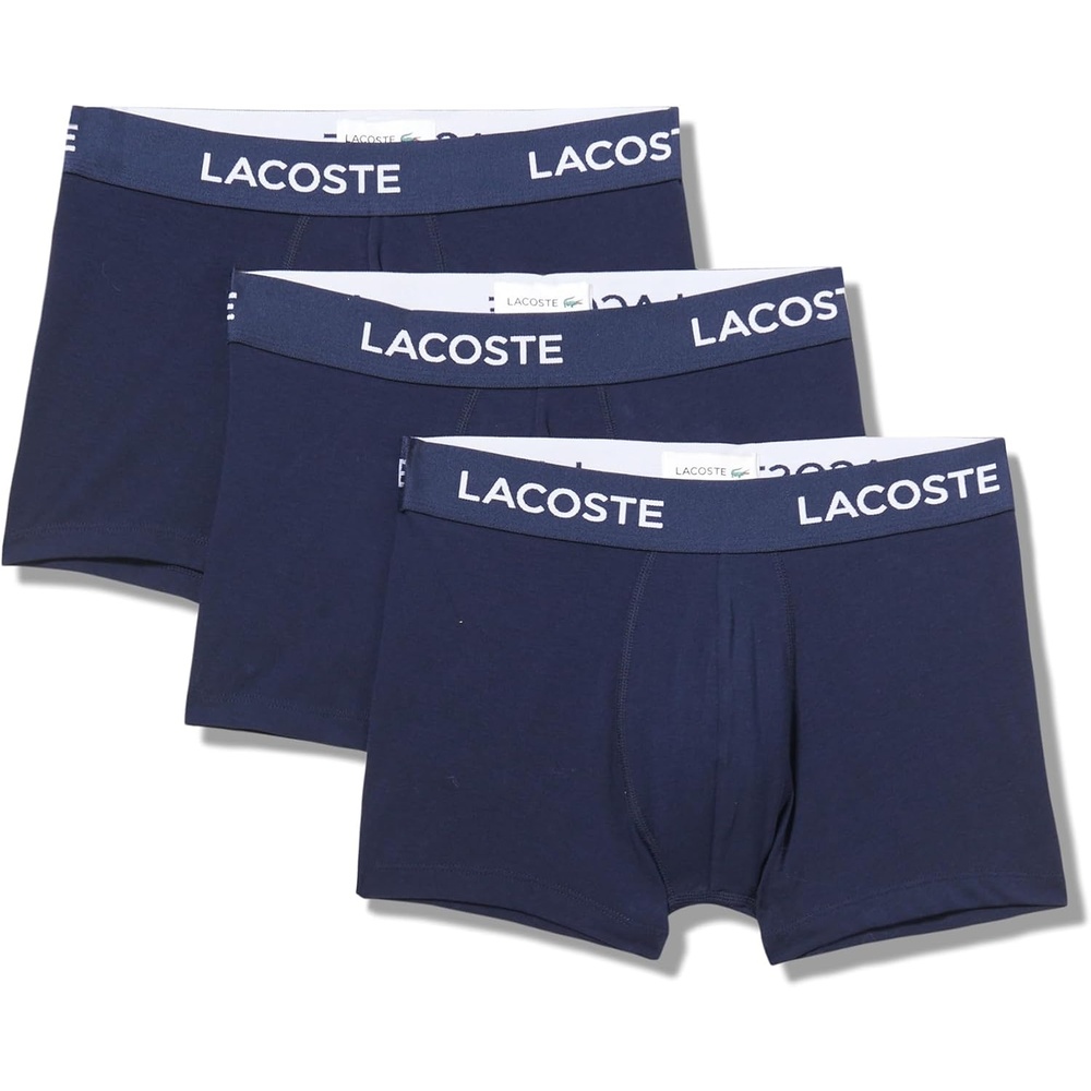 image:imageLacoste Mens Cotton Stretch Essentials Trunks 3packNavy Blue