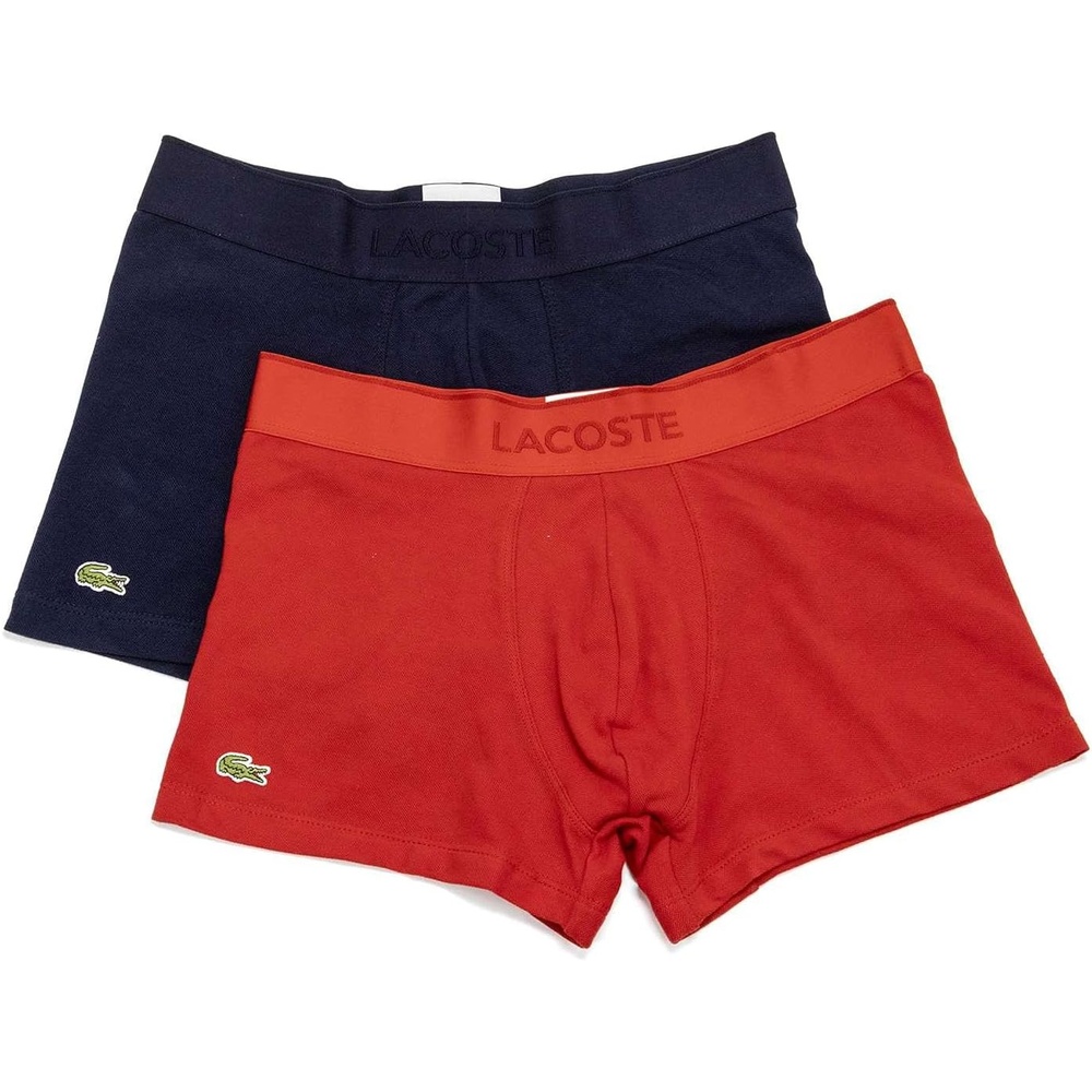 image:imageLacoste Mens Cotton Stretch Essentials Trunks 3packNavy BlueRed