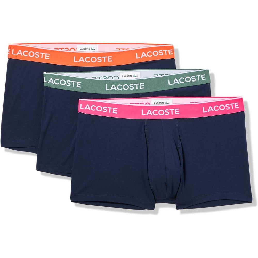 image:imageLacoste Mens Cotton Stretch Essentials Trunks 3packNavy BlueSequoiaOrange