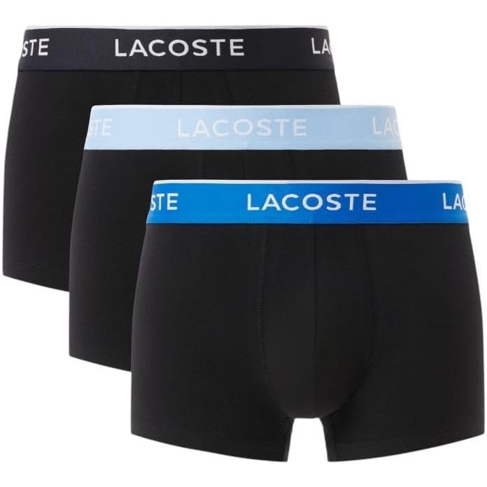 image:imageLacoste Mens Cotton Stretch Essentials Trunks 3packNavyRoyal BlueLight Blue