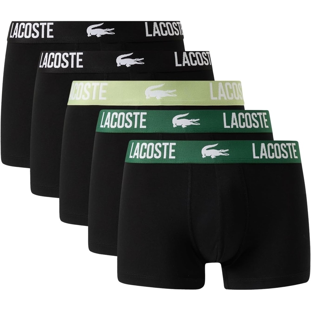 image:imageLacoste Mens Cotton Stretch Essentials Trunks 5packBlackGreenBirch