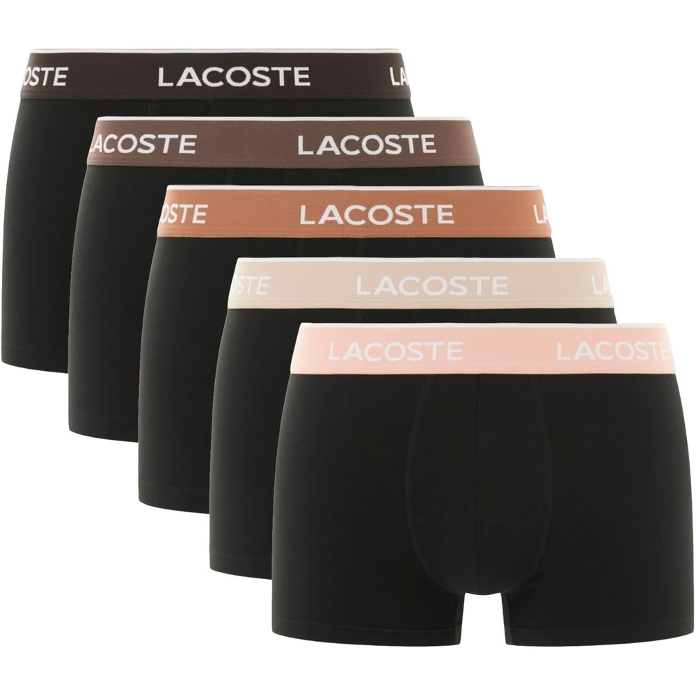 image:imageLacoste Mens Cotton Stretch Essentials Trunks 5packBlackMiamiLionnePecan
