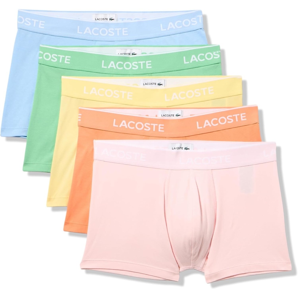 image:imageLacoste Mens Cotton Stretch Essentials Trunks 5packOverviewLiamoneYellowCorallineFlamingo