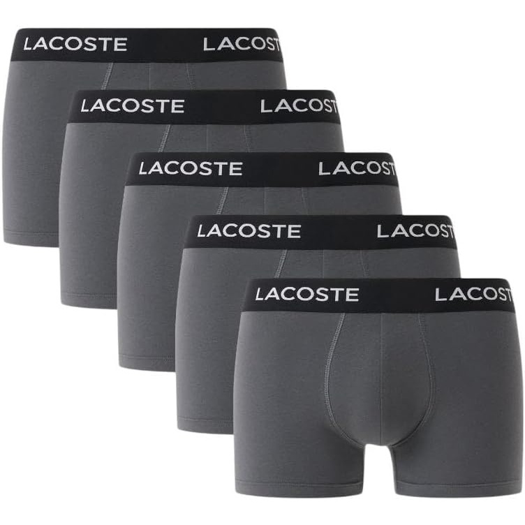 image:imageLacoste Mens Cotton Stretch Essentials Trunks 5packShadow Grey