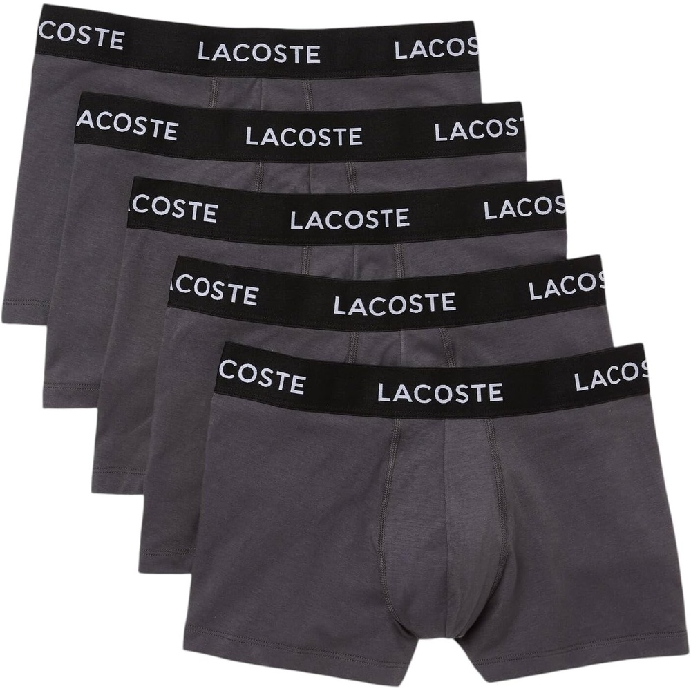 image:imageLacoste Mens Cotton Stretch Essentials Trunks 5packShadow Grey New