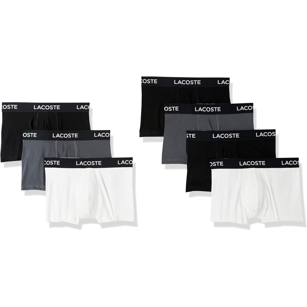 image:imageLacoste Mens Cotton Stretch Essentials Trunks 7packBlackWhiteShadow Grey