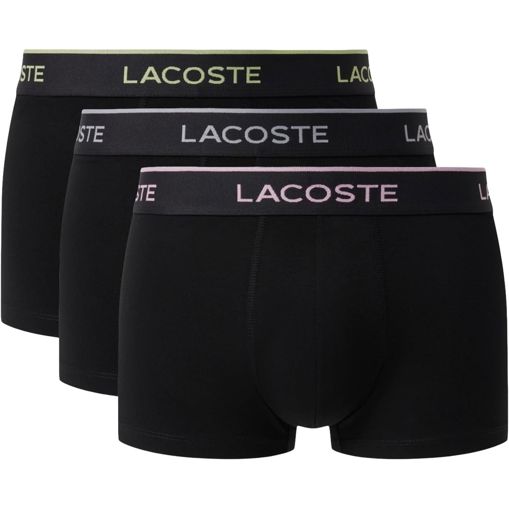 image:imageLacoste Mens Cotton Stretch Jersey Trunks 3 PackBlackAlbiziaElephant Grey