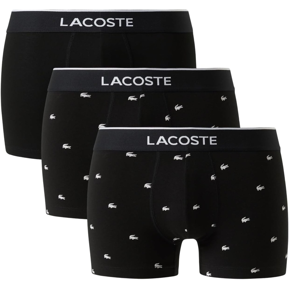 image:imageLacoste Mens Cotton Stretch Mini Croc Print Trunks 3pack Amazon ExclusivesBlack